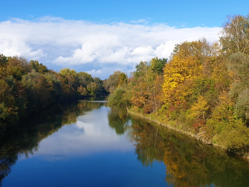 Die Iller bei Dietenheim im Herbst.